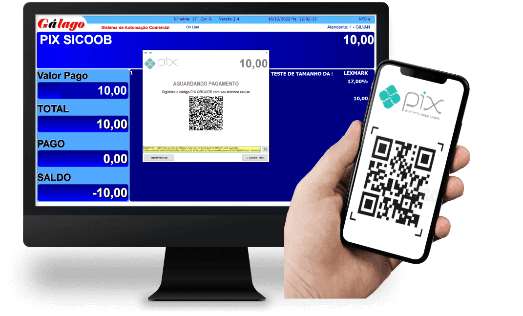 Ilustração do PIX integrado ao Gálago