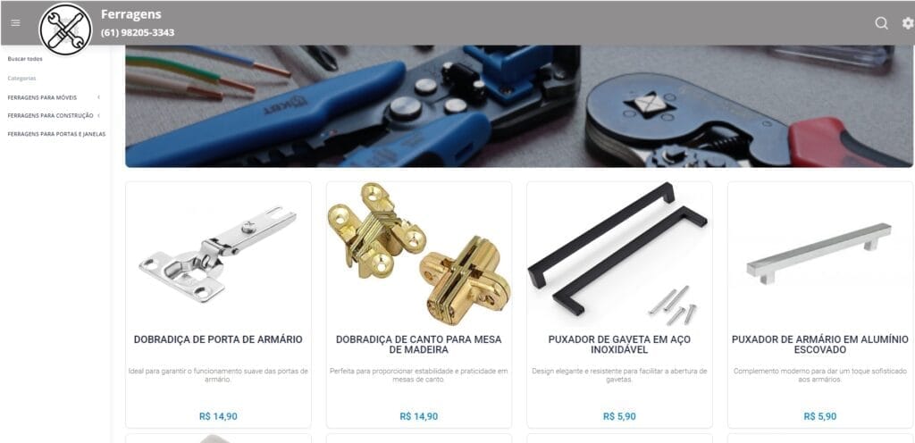 sistema para loja de ferragens